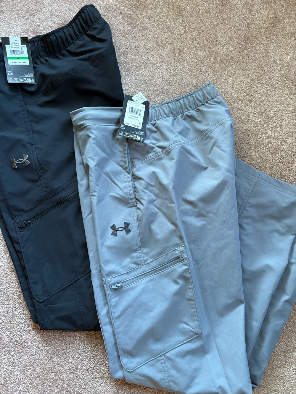 Under Armour Kids Boys set lot of 2 twill cargo pants casual size large NWT